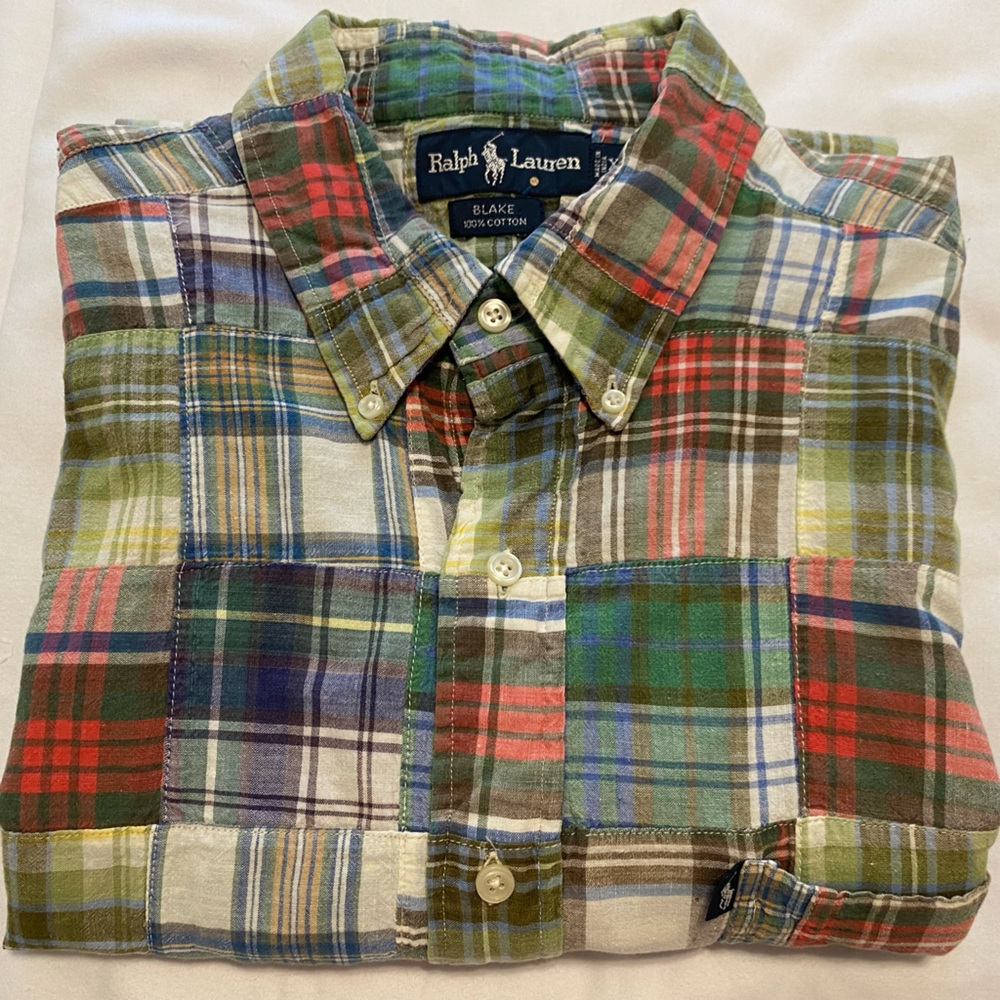Ralph Lauren Blake Men’s XL 100% Cotton Patchwork Plaid Short Sleeve Shirt